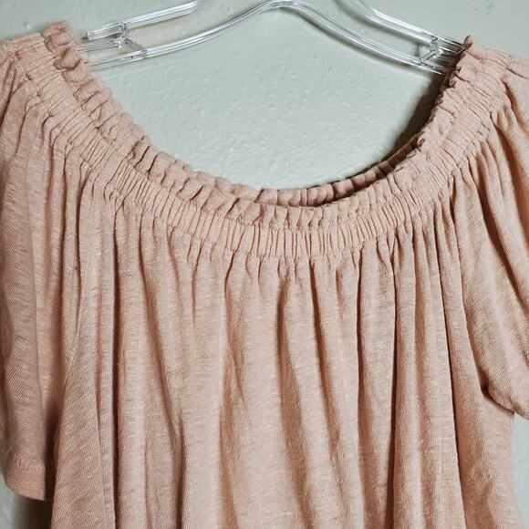 Aritzia Wilfred Sartre Linen Off The Shoulder Top Size XS Pink Coastal Beachy - Picture 4 of 8
